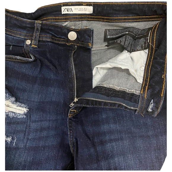 NWOT ZARA HI RISE SUPER STRETCHY DISTRESSED ANKLE JEANS W/RAW CHEWED HEM - Picture 14 of 14